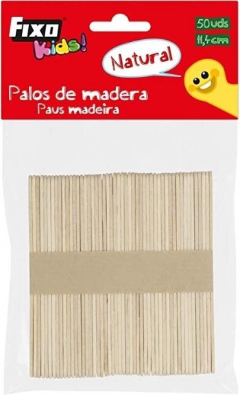 PACK 50 PALOS DE MADERA NATURAL FINOS FIXO