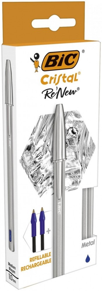 BOLIGRAFO BIC CRISTAL RE NEW AZUL +2 RECARGAS