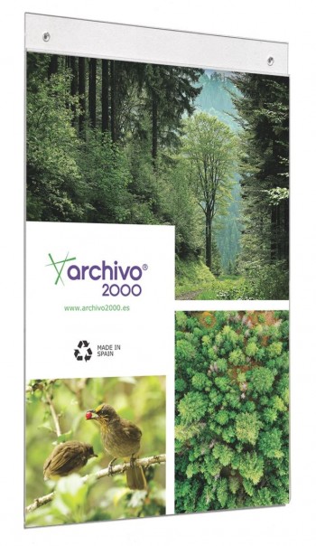 EXPOSITOR MURAL CON TALADROS ARCHIVO 2000 VERTICAL/HORIZONTAL.CRISTAL TRANSPARENTE
